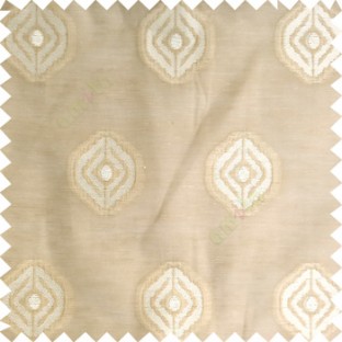 Beige cream color traditional designs circles texture finished polyester transparent base fabric sheer curtain
